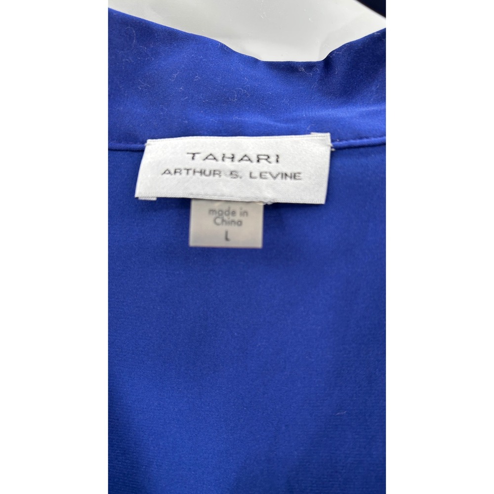 Tahari Arthur S. Levine Blue Sleeveless V-Neck Blouse Top Womens Quiet Luxury - Picture 4 of 7